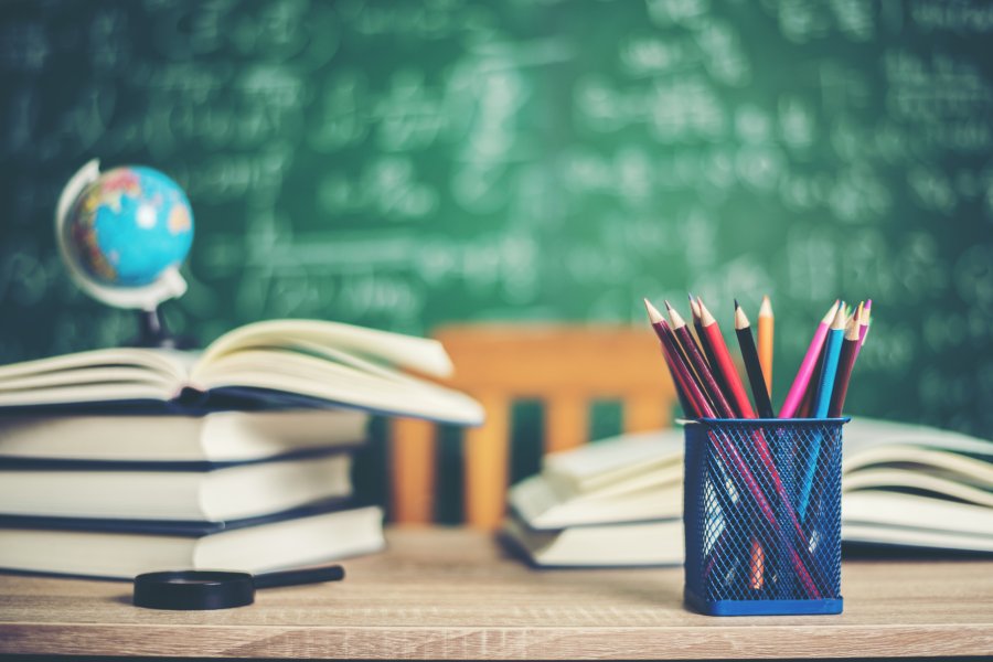 book with green board background